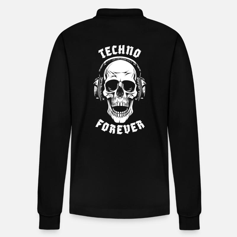 TECHNO FOREVER - Stanley/Stella Organic Unisex Long-Sleeved Polo Shirt Prepster - black