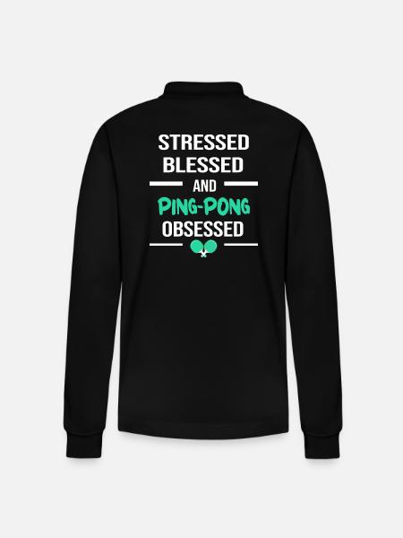 Table tennis Ping-Pong - Stanley/Stella Organic Unisex Long-Sleeved Polo Shirt Prepster - black