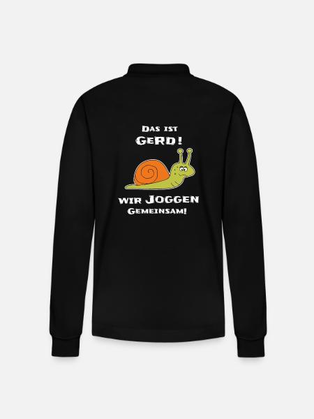 Funny Snail Jogging - Stanley/Stella Organic Unisex Long-Sleeved Polo Shirt Prepster - black