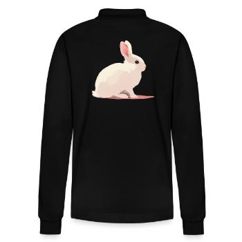 Lapin blanc minimaliste – motif animalier intemporel - Polo à manches longues bio PREPSTER Stanley/Stella Unisexe - noir - Dos - Anna (173cm)
