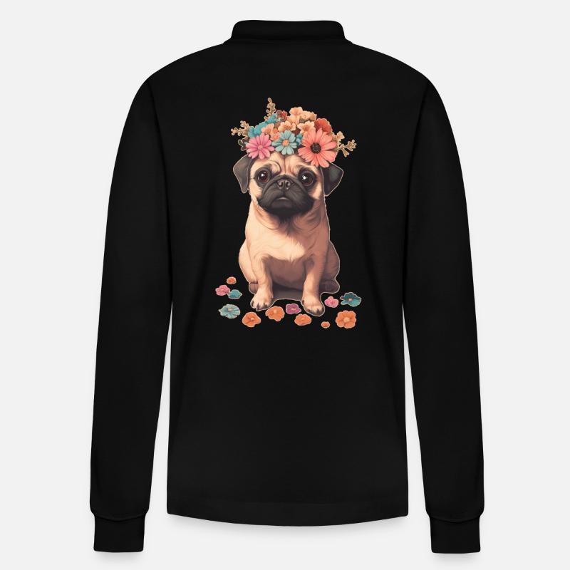 Carlin aux fleurs - Polo à manches longues bio PREPSTER Stanley/Stella Unisexe - noir