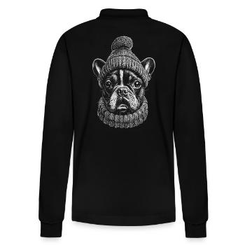French Bulldog Bobble Hat Dogs Frenchie - Stanley/Stella Organic Unisex Long-Sleeved Polo Shirt Prepster - black - Back - Anna (173cm)