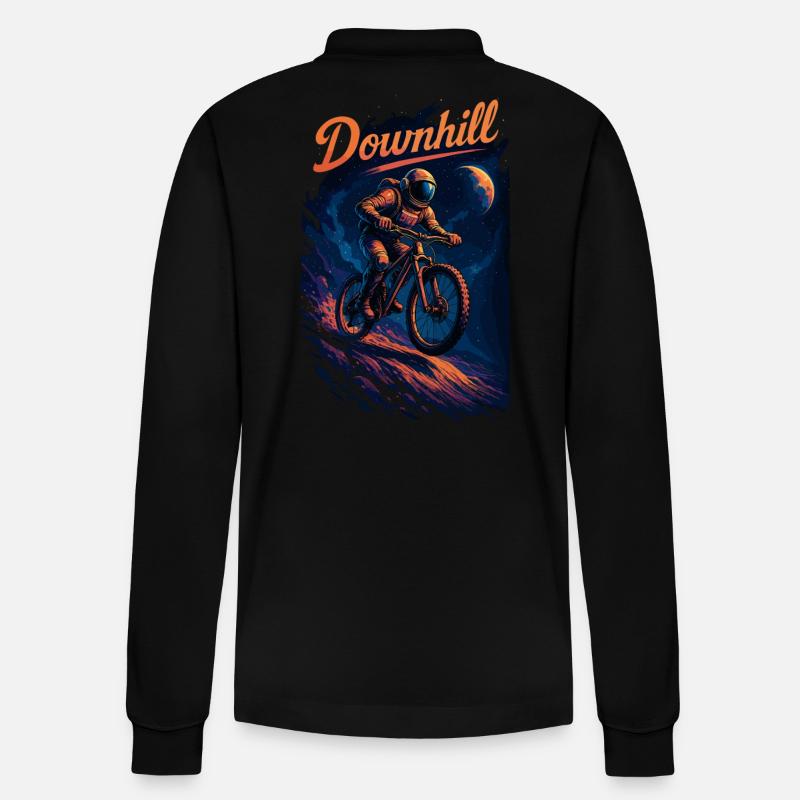 MTB Mountainbiking Downhill Astronaut Geschenk - Stanley/Stella Unisex Bio-Langarm-Poloshirt Prepster - Schwarz