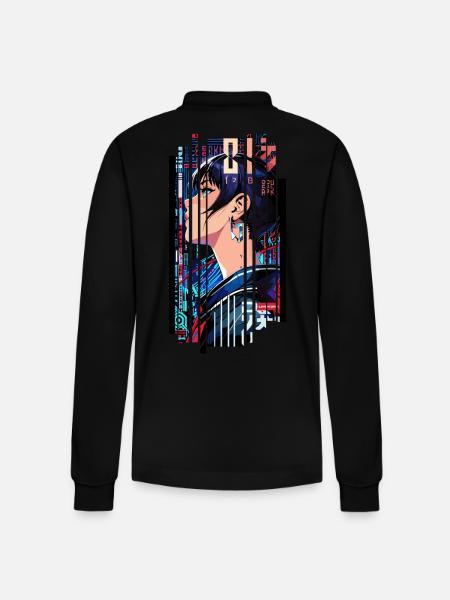 Futuristic Cyborg Woman - Stanley/Stella Organic Unisex Long-Sleeved Polo Shirt Prepster - black
