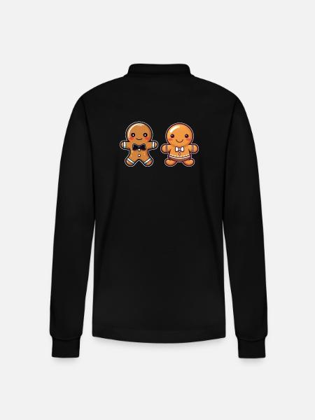 Lebkuchenfrau und Lebkuchenmann - Stanley/Stella Unisex Bio-Langarm-Poloshirt Prepster - Schwarz