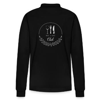 Wine & Dine Club helles Design - Stanley/Stella Unisex Bio-Langarm-Poloshirt Prepster - Schwarz - Hinten - Anna (173cm)