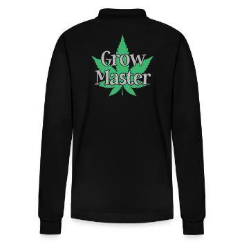 Grow Master - Cannabis - Marijuana - Marihuana - Stanley/Stella Unisex Bio-Langarm-Poloshirt Prepster - Schwarz - Hinten - Anna (173cm)