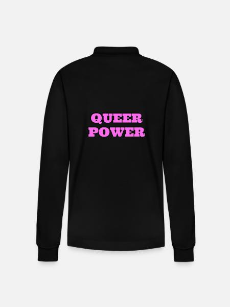 Queer Power - Stanley/Stella Organic Unisex Long-Sleeved Polo Shirt Prepster - black