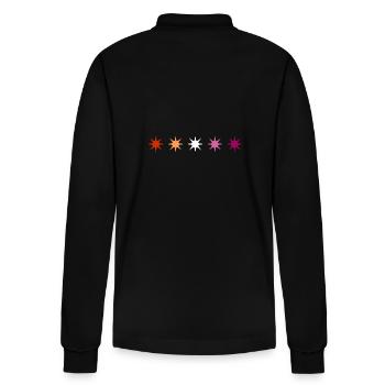 Subtle Lesbian Pride stars - Stanley/Stella Organic Unisex Long-Sleeved Polo Shirt Prepster - black - Back - Anna (173cm)