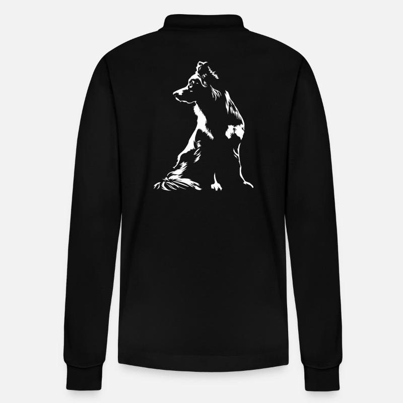 Australian Shepherd Silhouette Aussie Wilsigns - Stanley/Stella Unisex Bio-Langarm-Poloshirt Prepster - Schwarz