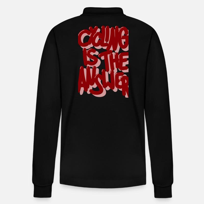 Cycling is the answer weinrot - Stanley/Stella Unisex Bio-Langarm-Poloshirt Prepster - Schwarz