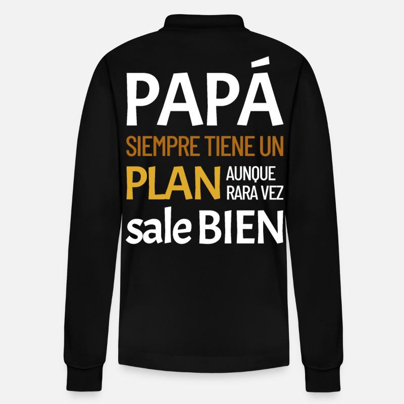 Daddy always has a plan - Stanley/Stella Organic Unisex Long-Sleeved Polo Shirt Prepster - black