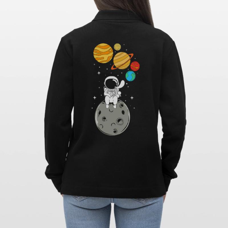 Space Space Outer Space Universe Planets Stanley/Stella Organic Unisex Long-Sleeved Polo Shirt Prepster