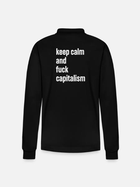 keep calm and fuck capitalism - Stanley/Stella Organic Unisex Long-Sleeved Polo Shirt Prepster - black