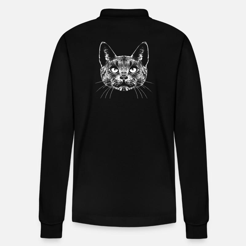 Katze / Portrait - Stanley/Stella Unisex Bio-Langarm-Poloshirt Prepster - Schwarz
