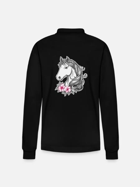 Heste børn - Stanley/Stella Prepster økologisk unisex langærmet poloshirt - sort