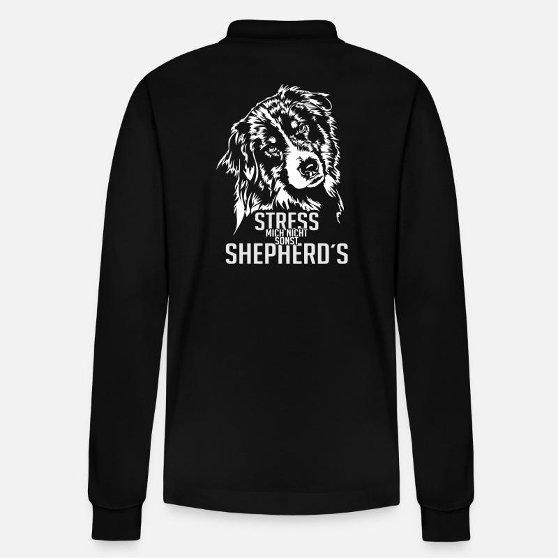 AUSSIE AUSTRALIAN SHEPHERD Hundespruch Wilsigns - Stanley/Stella Unisex Bio-Langarm-Poloshirt Prepster - Schwarz