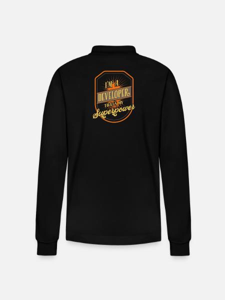developer - Stanley/Stella Organic Unisex Long-Sleeved Polo Shirt Prepster - black