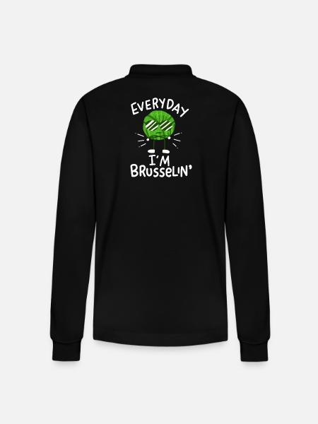 Vegan Brussels Sprouts - Stanley/Stella Organic Unisex Long-Sleeved Polo Shirt Prepster - black