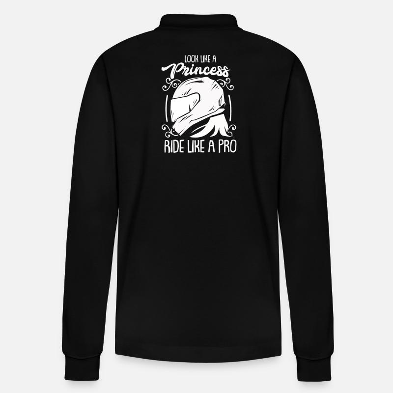 Motorrad Motorradfahrerin Geschenk - Stanley/Stella Unisex Bio-Langarm-Poloshirt Prepster - Schwarz