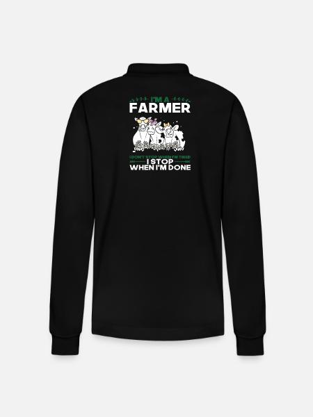 Farmer Saying Gift - Stanley/Stella Organic Unisex Long-Sleeved Polo Shirt Prepster - black