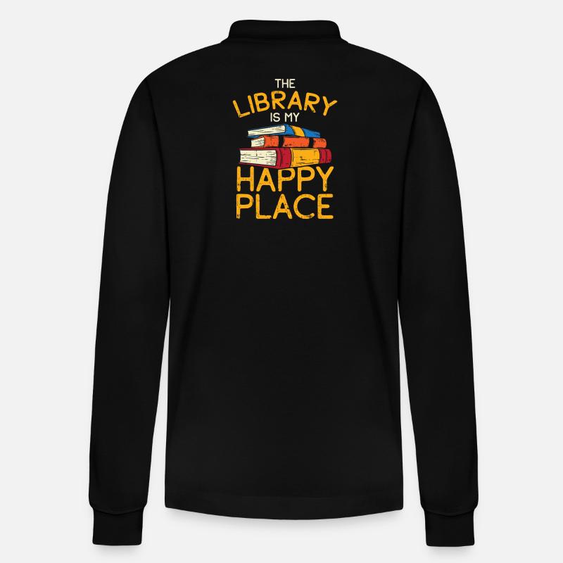 Bibliothek Bücher Lesen Geschenk - Stanley/Stella Unisex Bio-Langarm-Poloshirt Prepster - Schwarz