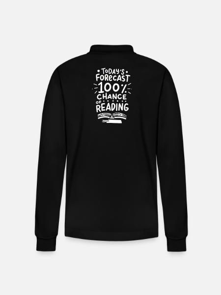 Read books book gift bookshelf - Stanley/Stella Organic Unisex Long-Sleeved Polo Shirt Prepster - black