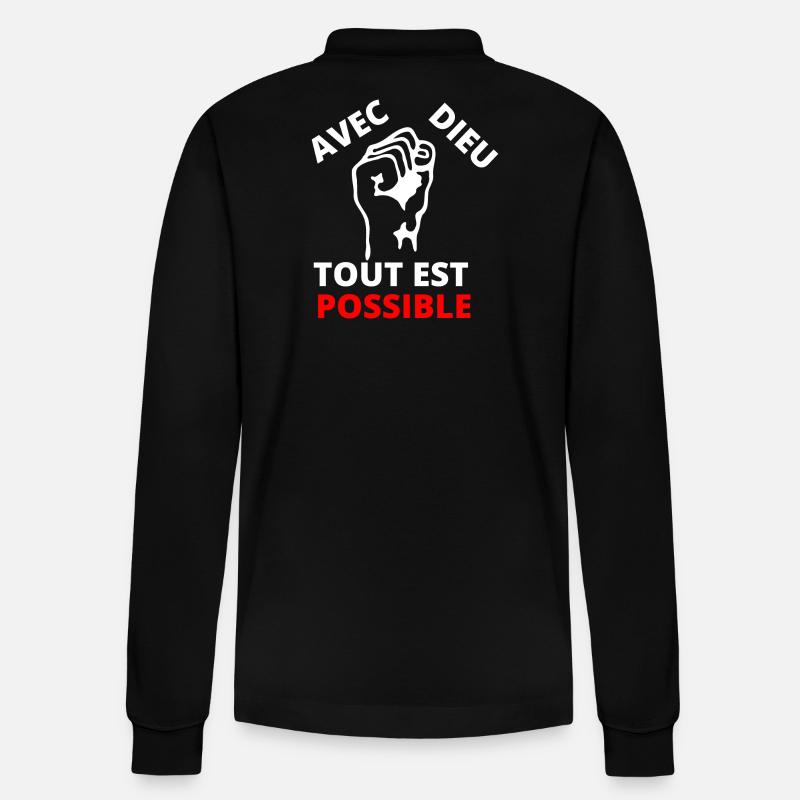 Faust des Protests, inspirierende Botschaft der Solidarität - Stanley/Stella Unisex Bio-Langarm-Poloshirt Prepster - Schwarz