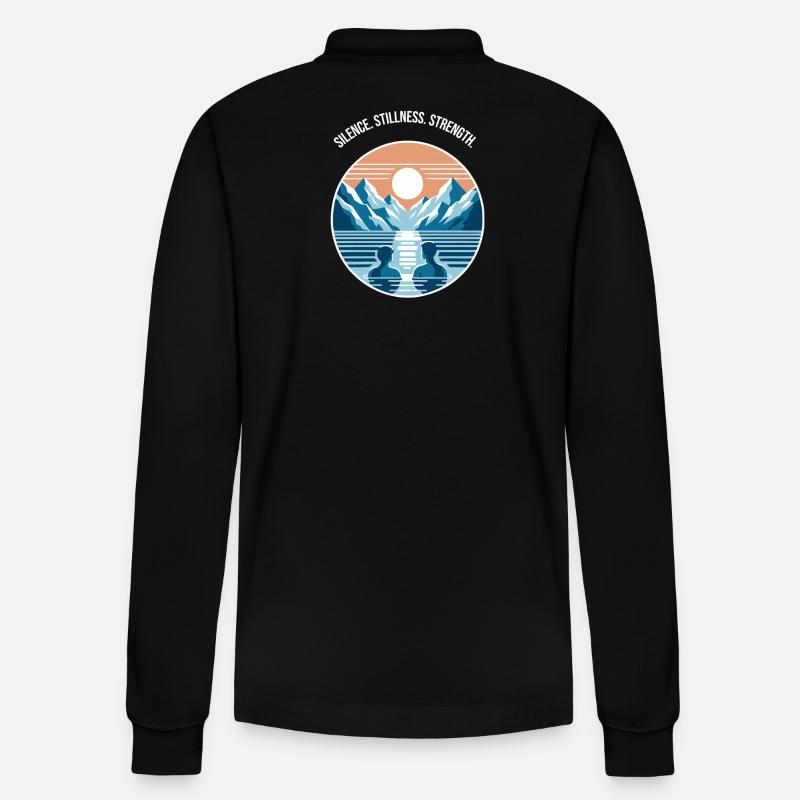 Eisbaden mit Bergpanorama Regenration Wellness  - Stanley/Stella Unisex Bio-Langarm-Poloshirt Prepster - Schwarz