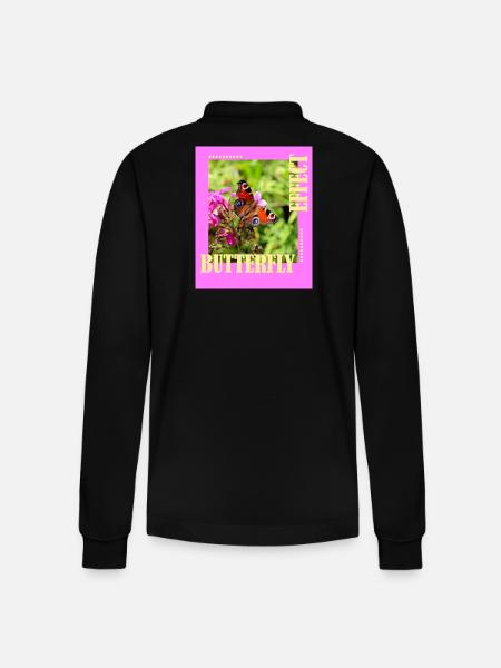 Butterfly Effect Photo Design - Stanley/Stella Organic Unisex Long-Sleeved Polo Shirt Prepster - black