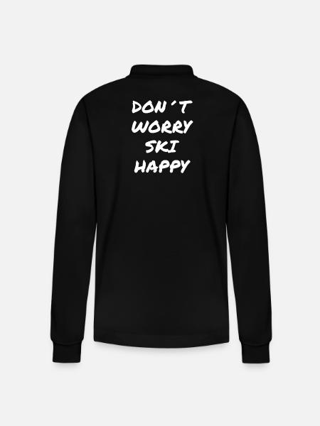 Don't Worry Ski Happy Saying - Stanley/Stella Organic Unisex Long-Sleeved Polo Shirt Prepster - black