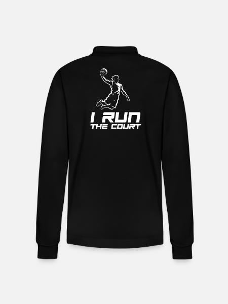I run the court - Basketball - Stanley/Stella Organic Unisex Long-Sleeved Polo Shirt Prepster - black