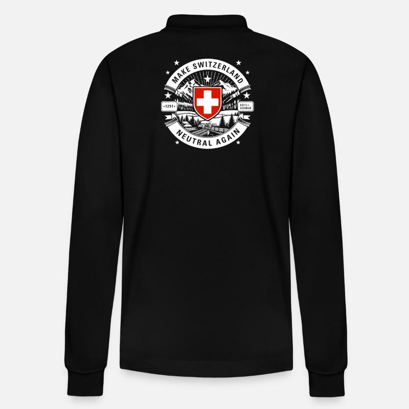 make Switzerland neutral again - Stanley/Stella Unisex Bio-Langarm-Poloshirt Prepster - Schwarz