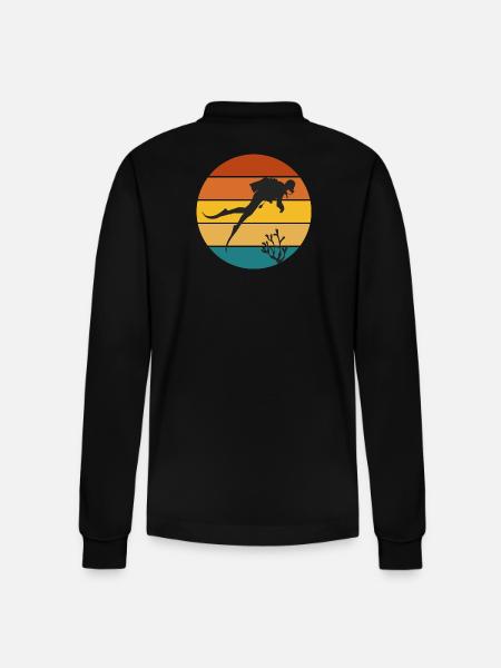 Scuba diving, diving - Stanley/Stella Organic Unisex Long-Sleeved Polo Shirt Prepster - black