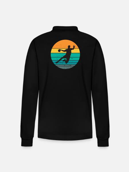 handball, handball fan, playing handball - Stanley/Stella Organic Unisex Long-Sleeved Polo Shirt Prepster - black