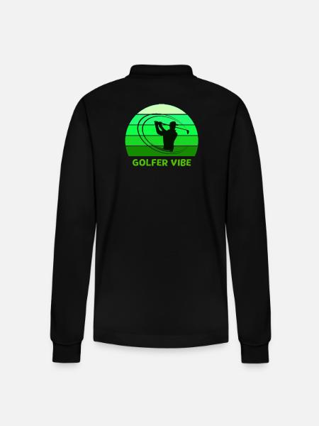 golf, golfer, golf fan - Stanley/Stella Organic Unisex Long-Sleeved Polo Shirt Prepster - black