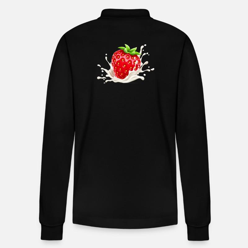 Erdbeere, Erdbeer-Verlangen, Erdbeere - Stanley/Stella Unisex Bio-Langarm-Poloshirt Prepster - Schwarz