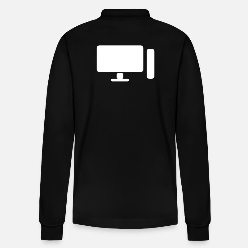 Minimal PC Setup Icon – Gamer Design - Stanley/Stella Unisex Bio-Langarm-Poloshirt Prepster - Schwarz