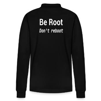 Be Root Don't Reboot – Geek-Humor - Stanley/Stella Unisex Bio-Langarm-Poloshirt Prepster - Schwarz - Hinten - Anna (173cm)