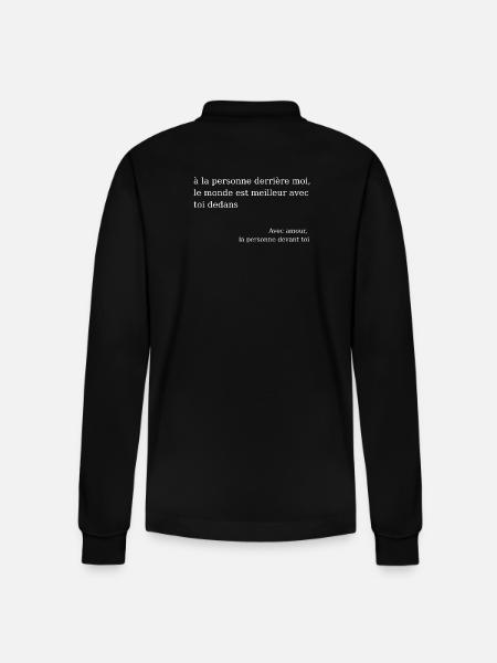 Benevolent Message Positive Love - Stanley/Stella Organic Unisex Long-Sleeved Polo Shirt Prepster - black