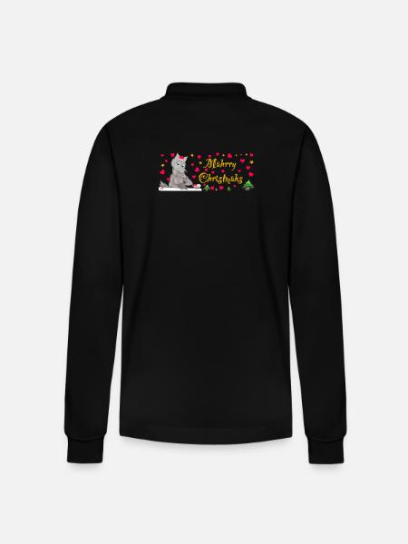 Iconic Wolf Christmas, MÄHrry Christmähs Stern - Stanley/Stella Organic Unisex Long-Sleeved Polo Shirt Prepster - black