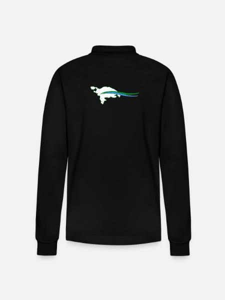 Thurgau Canton Outline with Wave - Stanley/Stella Organic Unisex Long-Sleeved Polo Shirt Prepster - black