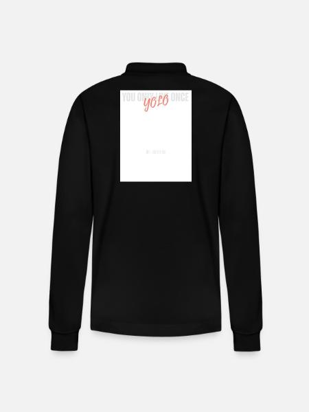 YOLO Script on a white jersey - Stanley/Stella Organic Unisex Long-Sleeved Polo Shirt Prepster - black