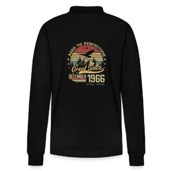 58 years old Aged to Perfection born: December 1966 - Stanley/Stella Organic Unisex Long-Sleeved Polo Shirt Prepster - black - Back - Anna (173cm)