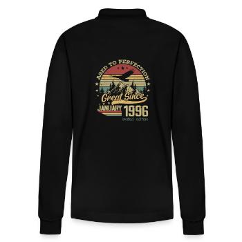 28 years old Aged to Perfection born: January 1996 - Stanley/Stella Organic Unisex Long-Sleeved Polo Shirt Prepster - black - Back - Anna (173cm)