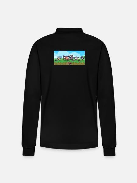 Peasant Gym Pixel Show - Stanley/Stella Organic Unisex Long-Sleeved Polo Shirt Prepster - black