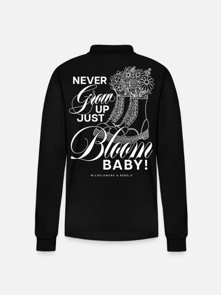 Bloom Boots Never Grow Up - Stanley/Stella Organic Unisex Long-Sleeved Polo Shirt Prepster - black