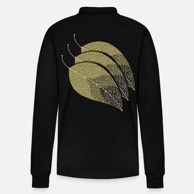 Leaves Decorative - Stanley/Stella Organic Unisex Long-Sleeved Polo Shirt Prepster - black