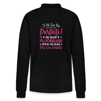 A more than perfect dishwasher, a dream job - Stanley/Stella Organic Unisex Long-Sleeved Polo Shirt Prepster - black - Back - Anna (173cm)