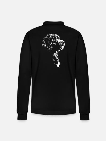 Bernedoodle Silhouette Dog Dog Wilsigns - Stanley/Stella Organic Unisex Long-Sleeved Polo Shirt Prepster - black